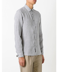 Мужская серая рубашка с длинным рукавом из шамбре от Michael Kors Collection