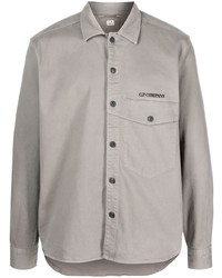 Мужская серая рубашка с длинным рукавом с вышивкой от C.P. Company