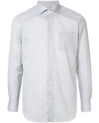 Мужская серая рубашка с длинным рукавом с геометрическим рисунком от D'urban