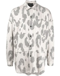 Мужская серая рубашка с длинным рукавом с леопардовым принтом от Off Duty
