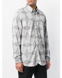 Мужская серая рубашка с длинным рукавом с принтом от Engineered Garments