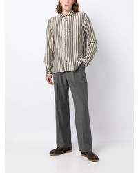 Мужская серая рубашка с длинным рукавом с принтом от YMC