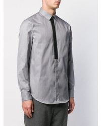 Мужская серая рубашка с длинным рукавом с принтом от Emporio Armani
