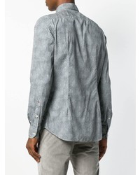 Мужская серая рубашка с длинным рукавом с принтом от Glanshirt