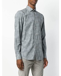 Мужская серая рубашка с длинным рукавом с принтом от Glanshirt