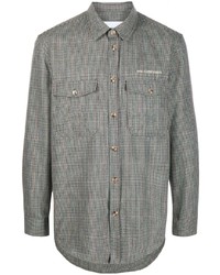 Мужская серая рубашка с длинным рукавом с узором "гусиные лапки" от Han Kjobenhavn