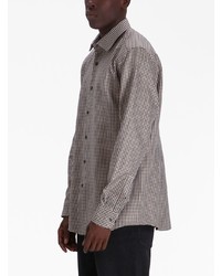 Мужская серая рубашка с длинным рукавом с узором "гусиные лапки" от BOSS