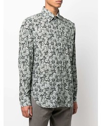 Мужская серая рубашка с длинным рукавом с цветочным принтом от Tom Ford