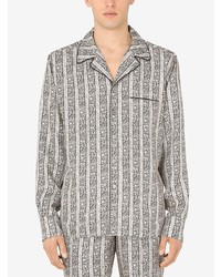 Мужская серая рубашка с длинным рукавом с цветочным принтом от Dolce & Gabbana
