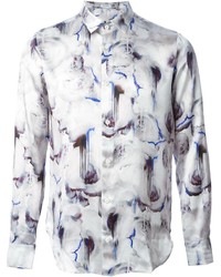 Мужская серая рубашка с длинным рукавом с цветочным принтом от Iceberg