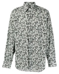 Мужская серая рубашка с длинным рукавом с цветочным принтом от Tom Ford