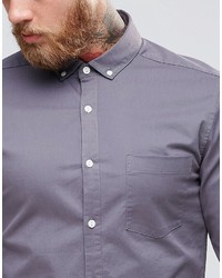 Мужская серая рубашка с длинным рукавом от Asos