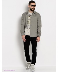 Мужская серая рубашка с длинным рукавом от Broadway