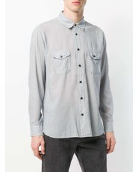 Мужская серая рубашка с длинным рукавом от Saint Laurent