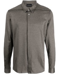 Мужская серая рубашка с длинным рукавом от Emporio Armani