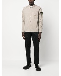 Мужская серая рубашка с длинным рукавом от Stone Island