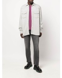 Мужская серая рубашка с длинным рукавом от Diesel