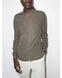 Мужская серая рубашка с длинным рукавом от Tom Ford