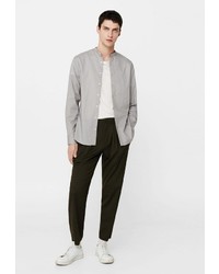 Мужская серая рубашка с длинным рукавом от Mango Man