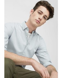 Мужская серая рубашка с длинным рукавом от Mango Man