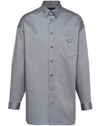 Мужская серая рубашка с длинным рукавом от Prada