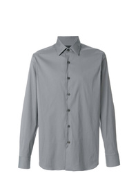 Мужская серая рубашка с длинным рукавом от Prada