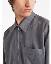 Мужская серая рубашка с длинным рукавом от Prada