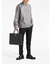 Мужская серая рубашка с длинным рукавом от Prada