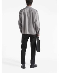 Мужская серая рубашка с длинным рукавом от Prada