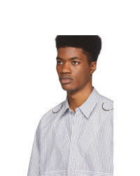 Мужская серая рубашка с коротким рукавом в вертикальную полоску от Stella McCartney