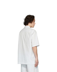 Мужская серая рубашка с коротким рукавом в вертикальную полоску от Han Kjobenhavn