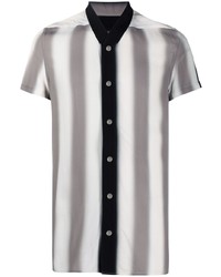 Мужская серая рубашка с коротким рукавом в вертикальную полоску от Rick Owens