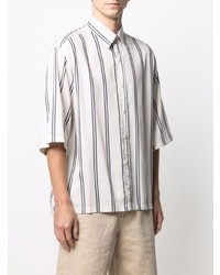 Мужская серая рубашка с коротким рукавом в вертикальную полоску от Costumein