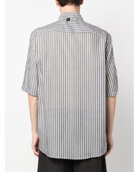 Мужская серая рубашка с коротким рукавом в вертикальную полоску от Low Brand