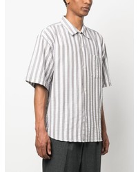 Мужская серая рубашка с коротким рукавом в вертикальную полоску от mfpen