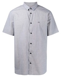 Мужская серая рубашка с коротким рукавом в клетку от Armani Exchange