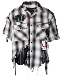 Мужская серая рубашка с коротким рукавом в мелкую клетку от Maison Mihara Yasuhiro