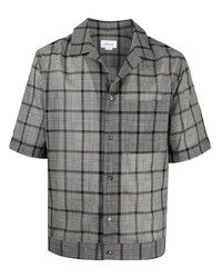 Мужская серая рубашка с коротким рукавом в шотландскую клетку от Brioni