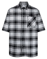 Мужская серая рубашка с коротким рукавом в шотландскую клетку от Off-White