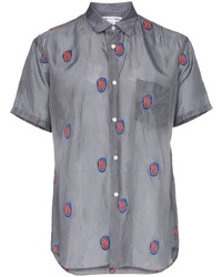 Мужская серая рубашка с коротким рукавом с вышивкой от Comme Des Garcons SHIRT