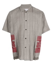 Мужская серая рубашка с коротким рукавом с вышивкой от Damir Doma