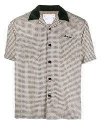 Мужская серая рубашка с коротким рукавом с геометрическим рисунком от Sacai