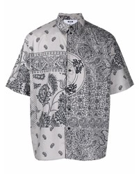 Мужская серая рубашка с коротким рукавом с "огурцами" от MSGM