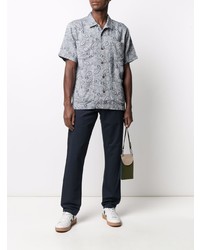 Мужская серая рубашка с коротким рукавом с "огурцами" от Universal Works
