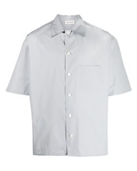 Мужская серая рубашка с коротким рукавом с принтом от Alexander McQueen