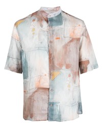 Мужская серая рубашка с коротким рукавом с принтом от Costumein
