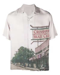 Мужская серая рубашка с коротким рукавом с принтом от CRENSHAW SKATE CLUB