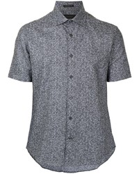 Мужская серая рубашка с коротким рукавом с принтом от D'urban