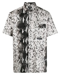 Мужская серая рубашка с коротким рукавом с принтом от Just Cavalli