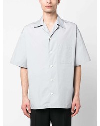 Мужская серая рубашка с коротким рукавом с принтом от Alexander McQueen